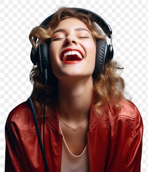 Png Woman Headphones Laughing Headset Premium Png Rawpixel