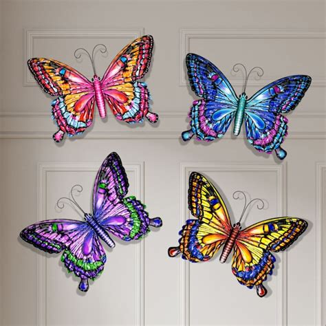 Garden Metal Butterfly Wall Art 4 Pack Big Butterflies Art Etsy