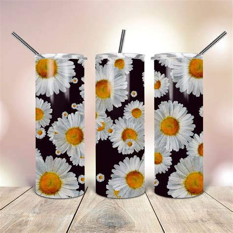 Oz Skinny Tumbler Png Daisy Flowers Wrap Tapered Straight Etsy