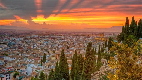 Spain Cityscapes Nature Sunset Trees Wallpaper 4383