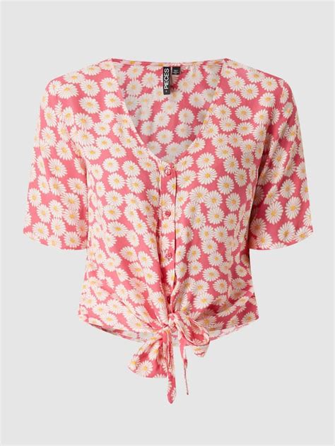 Neues Werbedesign Pieces Bluse Mit Knotendetail Modell Nya Pink Blusenshirts Online Com