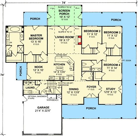 5 bedroom house plans with wrap around porch. Plan 4119WM: Four Porches, Four Bedrooms And a Study ...