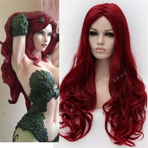 Batman Poison Ivy Long Wine Red Modeling Style Anime Cosplay Hair Wig