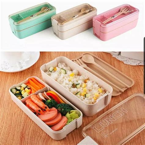 750ml Healthy Material 2 Layer Lunch Box Wheat Straw Bento Boxes
