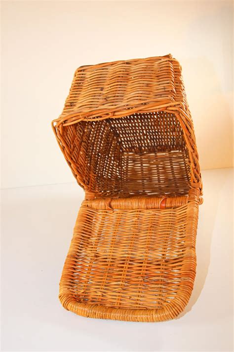 Vintage French Provincial Rattan Lidded Handled Basket For Sale At 1stdibs