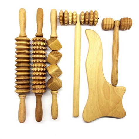 Wooden Massage Roller Set 4 Maderotherapy Tool Etsy