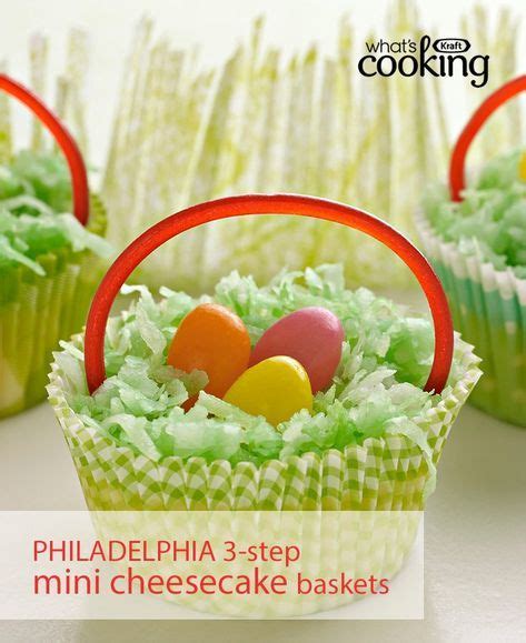 From easter cupcakes to easter cakes, there's an easter treat for everyone, and i've got them all here for you! PHILADELPHIA 3-Step Mini Cheesecake Baskets | Recipe ...