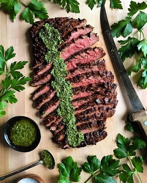 beautifully delicious courtesy of zimmysnook grilled flank steak with chimichurri sauce the