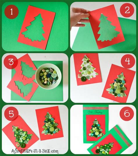 This card is perfect for kids to make as gifts. Making Christmas Cards with Toddlers