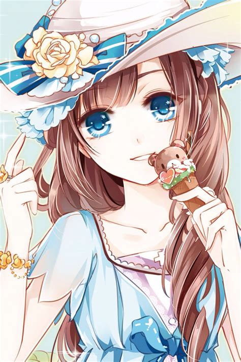 Anime Girl Brown Hair Blue Eyes Anime Wallpaper Hd