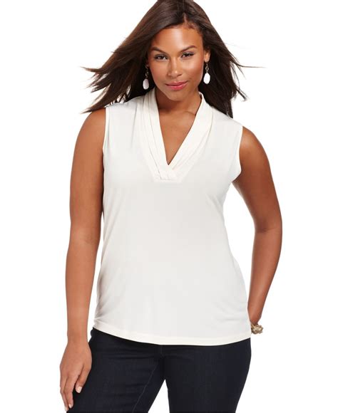 Lyst Jones New York Collection Plus Size Sleeveless V Neck Top In White