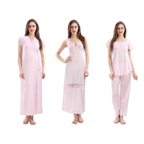 Buy Juliana Dream Pink Satin Nightwear Set Nighty Robe Top Capri Online ₹1149 From Shopclues