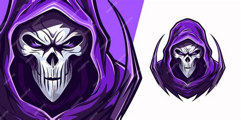 Premium Vector Dynamic Purple Grim Reaper Logo Design Esport Amp