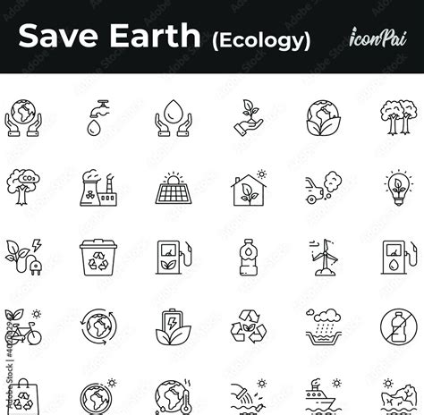 Save Earth Ecology Environment Icon Set Stock Vector Adobe Stock