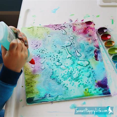 Watercolors Glue And Salt Canvas Art 250 Easy Fun Ways To Get