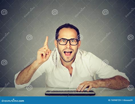 Computer Geek Man Knows The Answer Stock Image Image Of Geek Looking