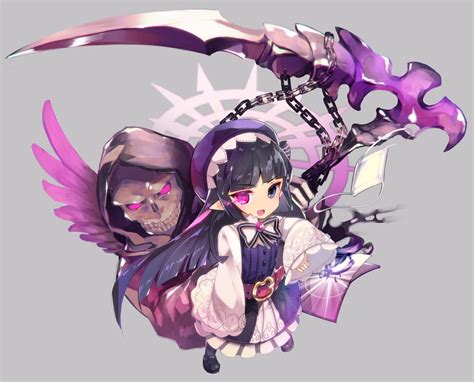 The eye patch has been gaining popularity in anime in recent years. bicolored eyes black hair book chain chibi eyepatch granblue fantasy gray hat hoodie lolita ...