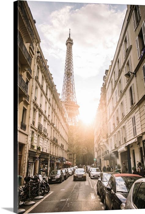 Paris Street View Of Eiffel Tower Wall Art Canvas Prints Framed