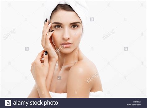 Beauty And Skin Care Concept Close Up Beautiful Young Woman Touching