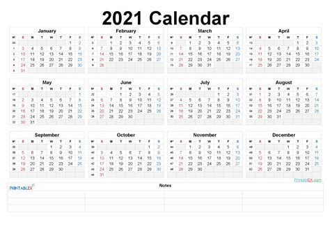 Free 2021 Yearly Calender Template Yearly Calendar 2021 Free