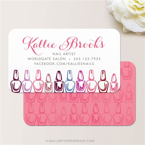 If you know your way around adobe photoshop and/or illustrator, envato elements is another great site with plenty of terrific business card ideas for artists. Nail Artist Business Card - Mallory Hope Design