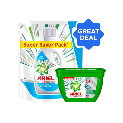 ariel top load matic liquid detergent 2 l ariel matic 4 in 1 detergent pods combo price buy