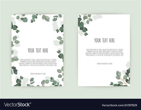Botanical Wedding Invitation Card Template Design Vector Image