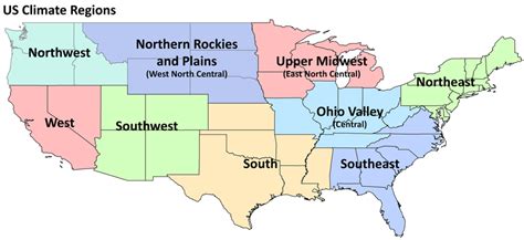 Us Climate Regions Identified By The National Climate Data Center