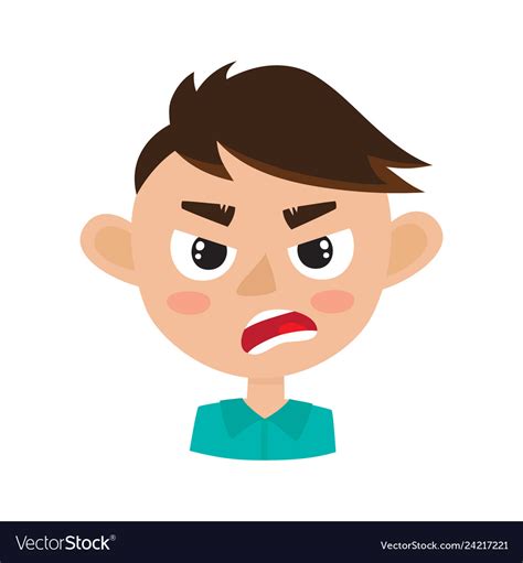 Boy Angry Face Expression Cartoon Royalty Free Vector Image