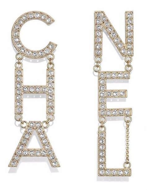 Chanel Gold Xl Runway Letter Logo Large Crystal Dangle Drop Ear