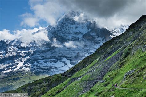 The Eiger Rises Above Kleine Scheidegg Pass Switzerland The Alps