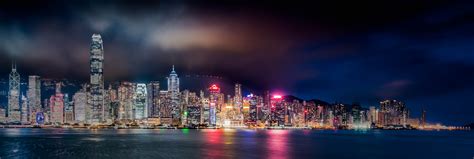 Panoramic Photography Of City Lights Near Body Of Water During Night