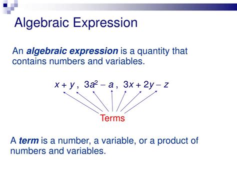 Ppt Algebraic Expressions Powerpoint Presentation Free Download Id