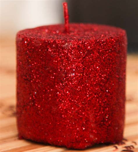 Red Decorative Pillar Shaped Sparkle Candle By Blackberry Overseas
