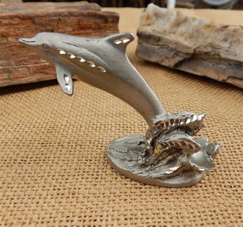 Pewter Dolphin Figurine 1990 Masterworks Diamond Cut Fine Pewter