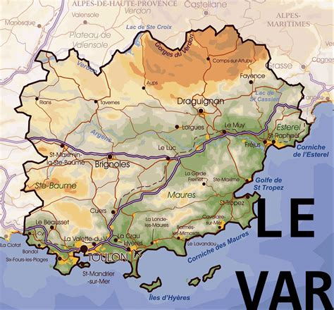 Le var regorge de richesses à découvrir comme les gorges du verdon, le parc national de port cros et l'île de porquerolles. Le Var Carte Géographique | stopeads