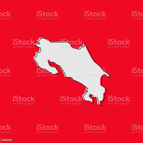 Costa Rica Map On Red Background Stock Illustration Download Image