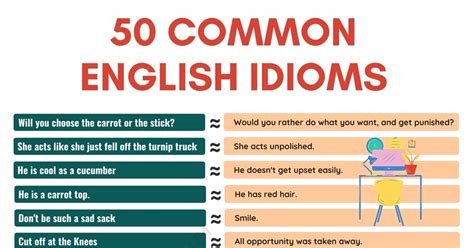 50 Examples Of Idioms Commonly Used In Daily Conversations • 7esl