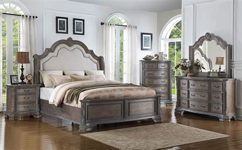 All wood bedroom furniture sets. Crown Mark Sheffield Panel Bedroom Set (Antique Grey ...