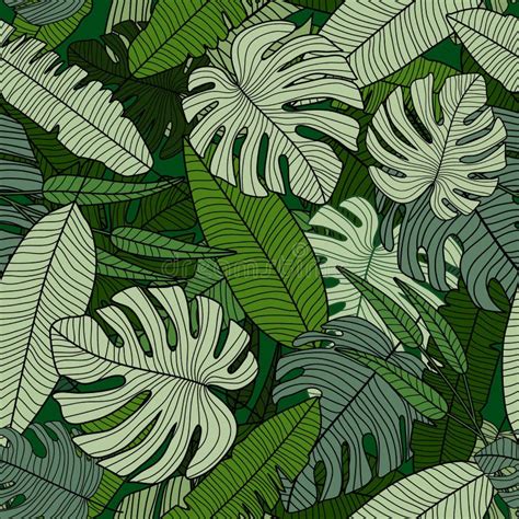 Rainforest Seamless Pattern Modern Exotic Tropical Palm Leaves