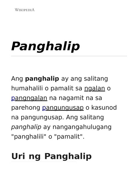 Panghalip Docx Panghalip Ang Panghalip Ay Ang Salitan