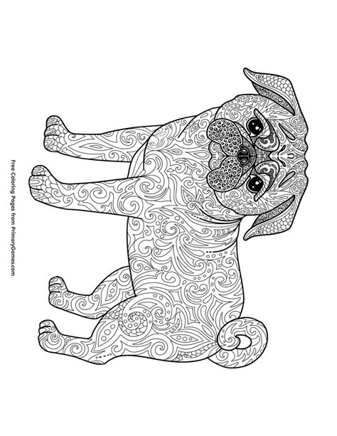 Pug Dog Coloring Pages For Adults Kidsworksheetfun
