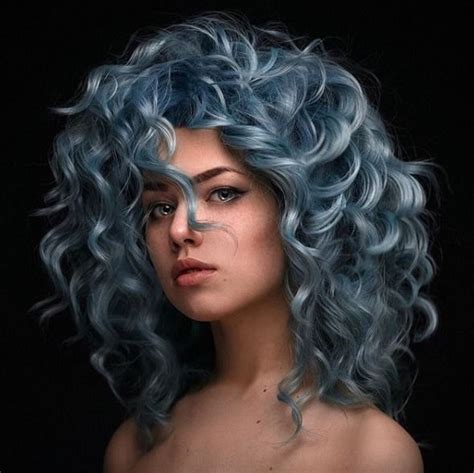Color Head Elizabeth Renard Blue Grey Hair Pastel Blue Hair