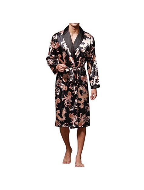 Buy Haseil Mens Satin Robe Dragon Luxurious Silk Spa Long Sleeve House