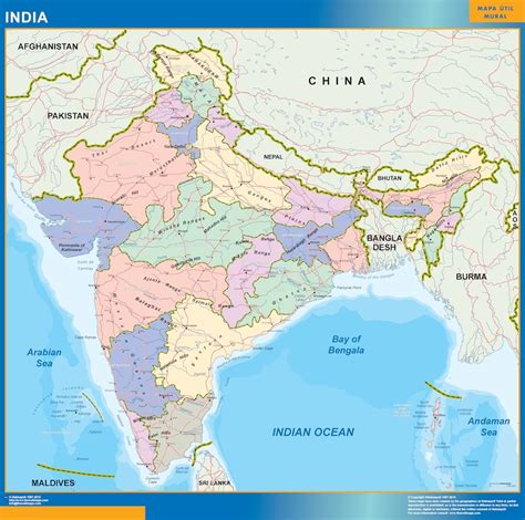 India Map Wall Maps Of Countries For Europe