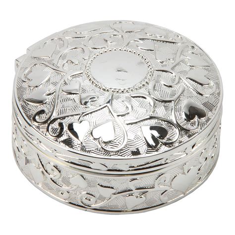Silver Plated Round Ornate Trinket Keepsake Box Treasured Ts For You