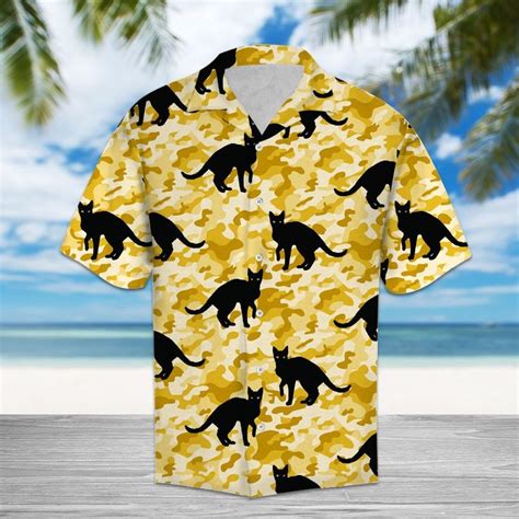Its all in the title, a portrait of my cat wearing a hawaiian shirt. Black Cat Camo H2743 - Hawaii Shirt in 2020 | Hawaii shirt ...