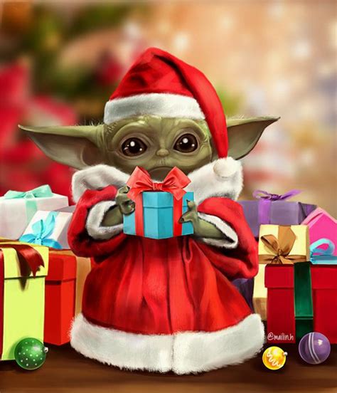 Cute Christmas Wallpaper Of Baby Yoda A Collection Of The Top 79 Baby