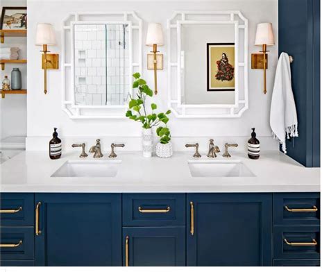 Mirrors And Sconces Over Double Vanity Small Bathroom Layout
