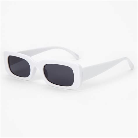 rectangular retro sunglasses white claire s us